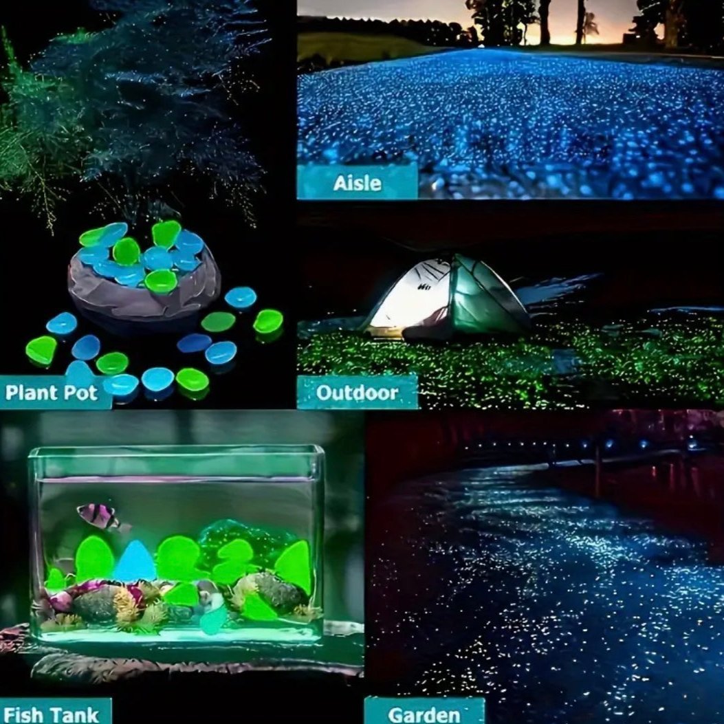 100 Pieces Glow in the Dark Garden Pebbles.