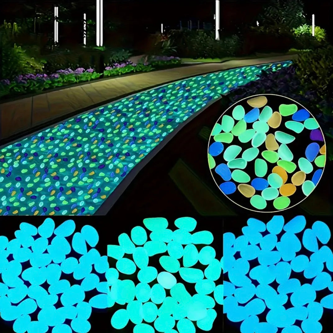 100 Pieces Glow in the Dark Garden Pebbles.